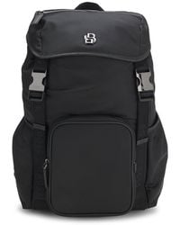 BOSS - Twill Backpack With Double B Monogram - Lyst