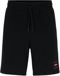 BOSS by HUGO BOSS Relaxed-Fit Shorts aus French Terry mit eingerahmtem Logo - Schwarz