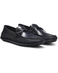 BOSS - Leather Driver Moccasins With Bow Trim - Lyst