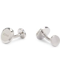 BOSS - Round Polished-brass Cufflinks With Engraved Logo - Lyst