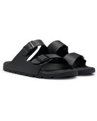 BOSS - All-Gender Sandalen Aus Strukturiertem Material-Mix Mit Zwei Riemen - Lyst