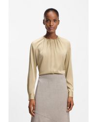 BOSS - Collarless Regular-Fit Blouse - Lyst