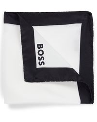 BOSS - Carré de poche en soie avec bordure et logo - Lyst