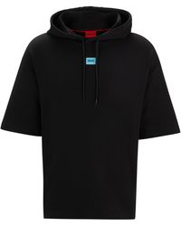 HUGO - Sweat à capuche Relaxed Fit à manches courtes en molleton de coton - Lyst