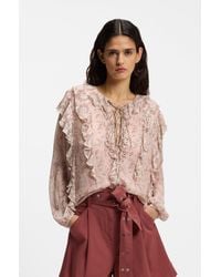 BOSS - Patterned Women's Casual Blouses Size 4 - Lyst