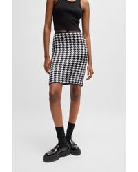 HUGO - Slim-fit Mini Skirt In A Houndstooth Cotton Blend - Lyst
