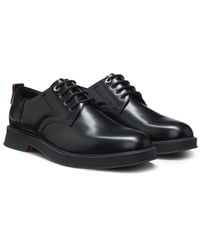 HUGO - Leather Derby Shoes With Rubber Outsole - Lyst