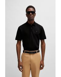 BOSS - Mercerised-cotton Polo Shirt With Embroidered Double Monogram - Lyst