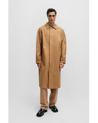 BOSS - Relaxed-fit Coat In Cotton With Concealed Closure - Lyst