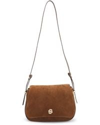 BOSS - Suede Saddle Bag With Double B Monogram - Lyst