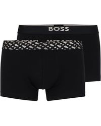 BOSS - Eng anliegende Boxershorts aus Stretch-Baumwolle mit kurzem Bein und Metallic-Logo im Zweier-Pack - Lyst