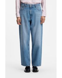 HUGO - Loose-Fit Wide-Leg Jeans With Charm Accents - Lyst