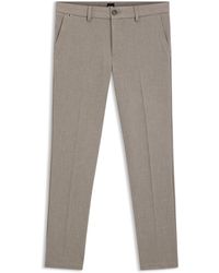 BOSS - Slim-Fit Broek Van Geborsteld Materiaal Met Visgraatpatroon - Lyst