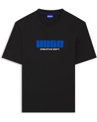 HUGO - T-Shirt Van Katoenen Jersey Met Logo-Artwork - Lyst