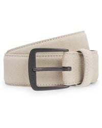 BOSS - Italian-Suede Belt With Gunmetal Buckle - Lyst