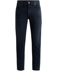 BOSS - Regular-fit Jeans Van Koolzwart-marineblauw Italiaans Denim - Lyst