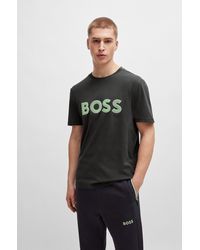 BOSS - T-shirt Regular Fit en jersey de coton avec logo en mesh - Lyst