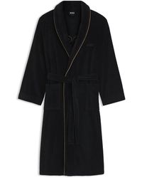BOSS - Cotton Dressing Gown With Piping And Embroidered Branding - Lyst