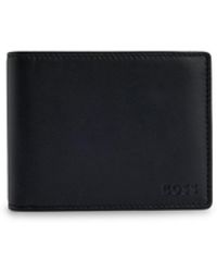 BOSS - Leather Trifold Wallet With Emed Logo And Coin Pocket - Lyst