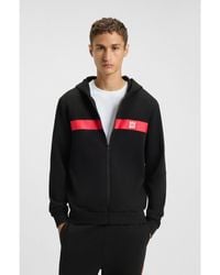 HUGO - Cotton-Terry Zip-Up Hoodie With Contrast Stripe - Lyst