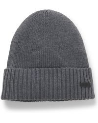 BOSS - Bonnet En Laine Vierge Avec Plaque Logotée - Lyst