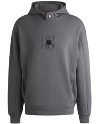 HUGO - Hoodie Van Een Interlocked Katoenmix Met Tweedelige Logo's - Lyst