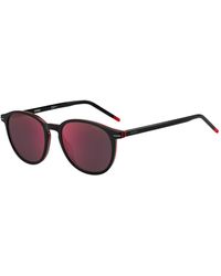 HUGO Round Sunglasses In Black Acetate With Red Details