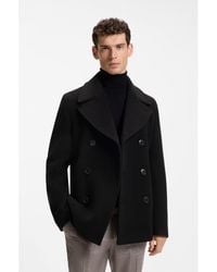BOSS - Slim-Fit Double-Breasted Coat - Lyst