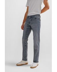 BOSS - Regular-fit Jeans In Gray Italian Soft-touch Denim - Lyst
