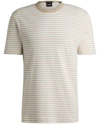 BOSS - Regular-Fit T-Shirt Aus Baumwoll-Mix Mit Leinen-Anteil - Lyst