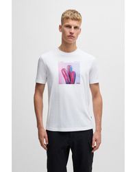 BOSS - Cotton-Jersey T-Shirt With Road Trip-Inspired Graphics - Lyst