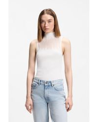 HUGO - Knitted Top With Sheer Section - Lyst