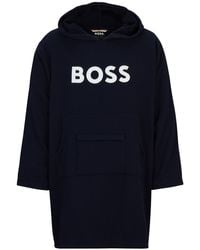 BOSS - Logo Beach Hoodie In Cotton With Kangaroo Pocket - Lyst