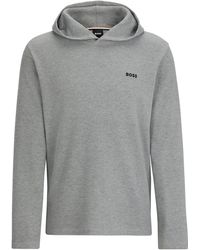 BOSS - Waffle-structured Pajama Hoodie With Embroidered Logo - Lyst