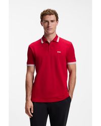 BOSS - Cotton Piqué Polo Shirt With Logo Details - Lyst