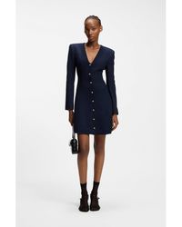 HUGO - Bouclé Dress With-Tone Buttons - Lyst