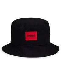HUGO - Fischerhut aus Baumwoll-Twill mit rotem Logo-Etikett - Lyst