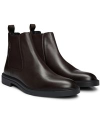 BOSS - Leather Chelsea Boots With Signature-stripe Detail - Lyst