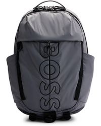 BOSS - Coated-velour Multi-pocket Backpack With Outline Logo - Lyst
