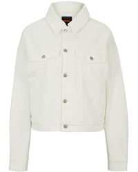 BOSS - Weiße Jacke aus Stretch-Denim mit charakteristischen Details - Lyst
