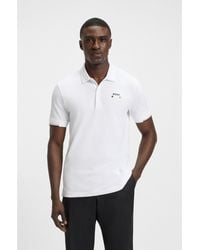 BOSS - Active Paddy Mercerised-Cotton Polo Shirt With Grid Trims - Lyst