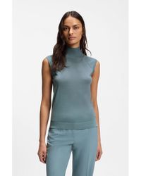 BOSS - Sleeveless Mock-Neck Sweater - Lyst
