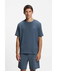 HUGO - Waffle-Structured Pyjama T-Shirt With Embroidered Logo - Lyst
