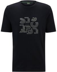 BOSS - Regular-Fit T-Shirt aus Baumwoll-Jersey mit Typografie-Artwork - Lyst