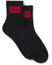 HUGO - Ribbed Quarter-Length Logo Socks - Lyst