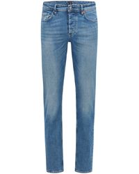BOSS by HUGO BOSS - Blaue Tapered-Fit Jeans aus komfortablem Stretch-Denim - Lyst