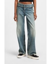 HUGO - Baggy-Fit Jeans With Denim Belt - Lyst
