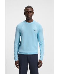 BOSS - Cotton-Blend Sweater With Body-Mapping And Contrast Logo - Lyst