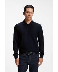 BOSS - Mixed-Structure Knit Polo - Lyst