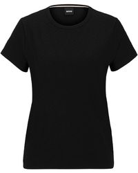 BOSS - T-shirt Van Een Katoenmix Met Gebreide 3d-monogrammen - Lyst